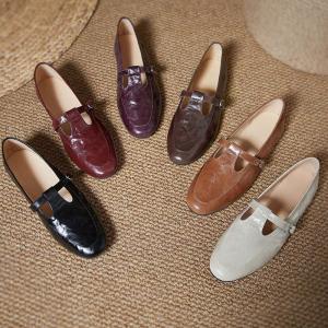 T-Strap Sheep Leather Classic Mary Jane Flat Shoes