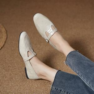 T-Strap Sheep Leather Classic Mary Jane Flat Shoes