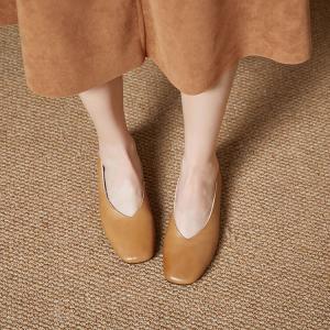 Square Toe Casual Leather Office Flats