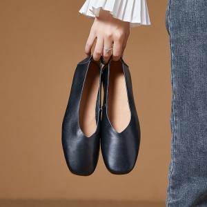 Square Toe Casual Leather Office Flats