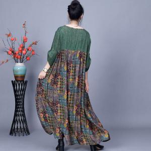 Colorful Dotted Chinese Pankou Green Elegant Dress