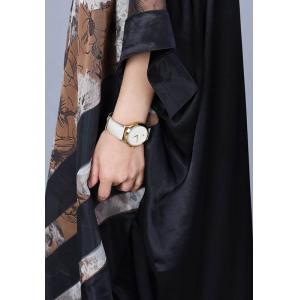 White Flowers Patchwork Black Plus Size Muslim Dress