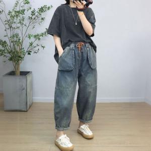 High Rise Stone Wash Baggy 90s Momma Jeans