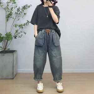 High Rise Stone Wash Baggy 90s Momma Jeans