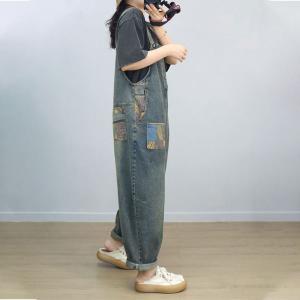 Colorful Pockets Loose Gardening Overalls for Women