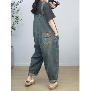 Colorful Pockets Loose Gardening Overalls for Women