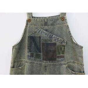 Letter Patched Pocket Baggy Bib Overalls