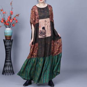 Chinese Character Classic Elegant Brunch Dress