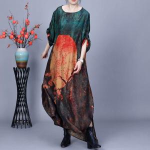 Senior Women Midi Silk Spring Shift Dress