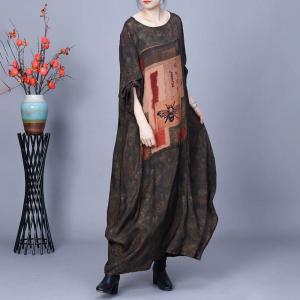 Beef Pattern Crew Neck Elegant Concert Dress