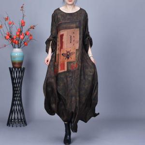 Beef Pattern Crew Neck Elegant Concert Dress