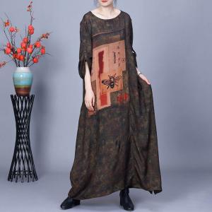 Beef Pattern Crew Neck Elegant Concert Dress