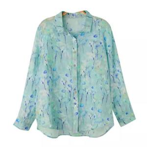 Lake Blue Linen Floral Winery Shirt