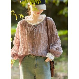 Lace Collar Spring Cotton Peasant Blouse