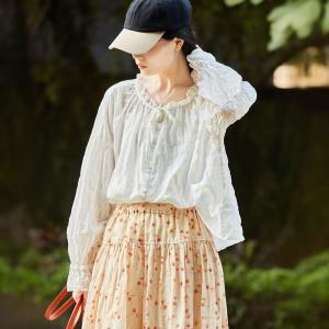 Lace Collar Spring Cotton Peasant Blouse