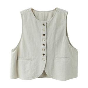 Modern Chic Button Fly Cotton Linen Waistcoat