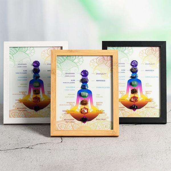 Handmade Natural Chakra Stones Crystal Healing Yoga Picture Frame