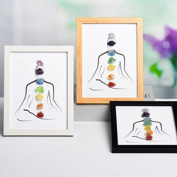 Colorful Framed Crystals Chakra Boho Decor Gift for Yoga