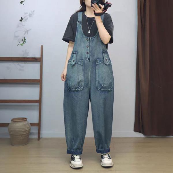 Front Straight Pockets Casual Jean Gardening Overalls