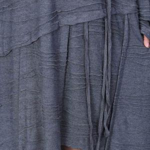 Crew Neck Cotton Fringed Asymmetrical Dress