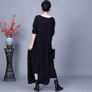 Crew Neck Cotton Fringed Asymmetrical Dress