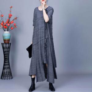 Crew Neck Cotton Fringed Asymmetrical Dress