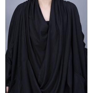 Tied Sleeves Draped Collar Black Modest Dress