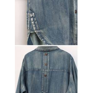 Front Big Pocket Polo Neck Denim Long Shacket