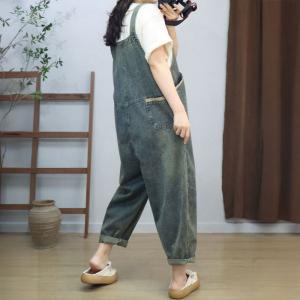 Letter Prints Casual Denim Gardening Overalls