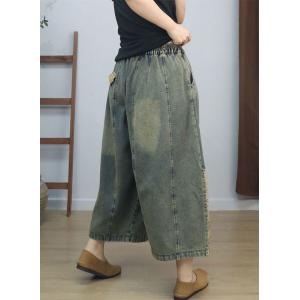 Floral Embroidery Patchwork Wide Leg Jeans