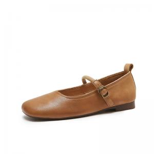 Classic Square Toe Leather Mary Jane Flats