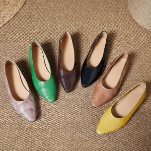 Pointed Toe Sheep Skin Elegant Flats