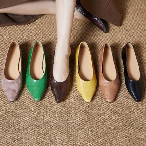 Pointed Toe Sheep Skin Elegant Flats