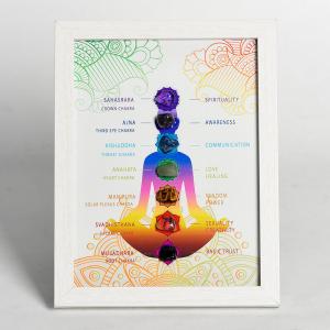 Handmade Natural Chakra Stones Crystal Healing Yoga Picture Frame