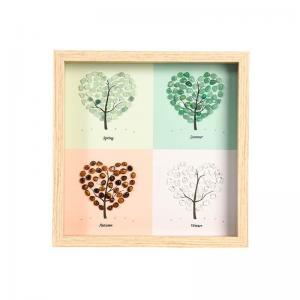 4 Crystal Gemstones Trees Wood-Like Picture Frame Decor