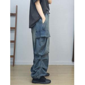 Street Style Stone Wash Baggy Cargo Jeans