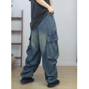Street Style Stone Wash Baggy Cargo Jeans