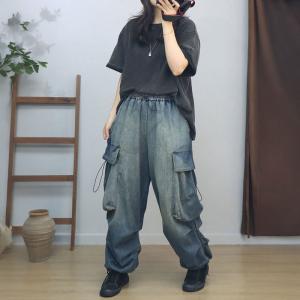 Street Style Stone Wash Baggy Cargo Jeans