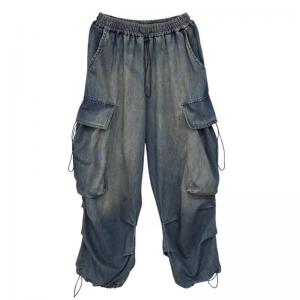 Street Style Stone Wash Baggy Cargo Jeans