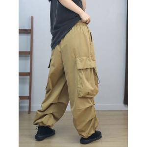 Side Flap Pockets Loose Pull-On Jogging Pants