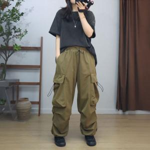 Side Flap Pockets Loose Pull-On Jogging Pants