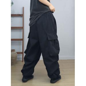 Side Flap Pockets Loose Pull-On Jogging Pants