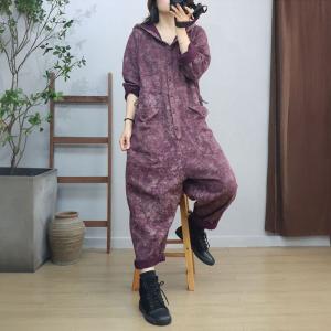 Tied Waist Straight Pocket Hooded Casual Jumpsuits