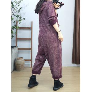 Tied Waist Straight Pocket Hooded Casual Jumpsuits