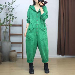 Tied Waist Straight Pocket Hooded Casual Jumpsuits