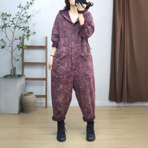 Tied Waist Straight Pocket Hooded Casual Jumpsuits