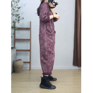 Tied Waist Straight Pocket Hooded Casual Jumpsuits