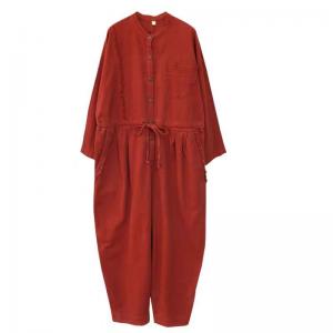 Drawstring Waist Long Sleeves Fringed Jumpsuits