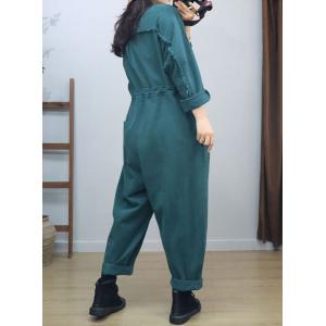 Drawstring Waist Long Sleeves Fringed Jumpsuits