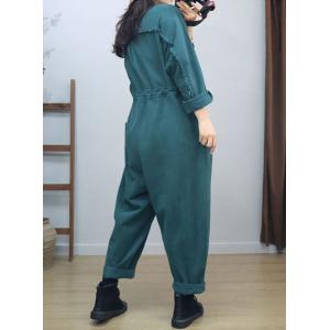 Drawstring Waist Long Sleeves Fringed Jumpsuits